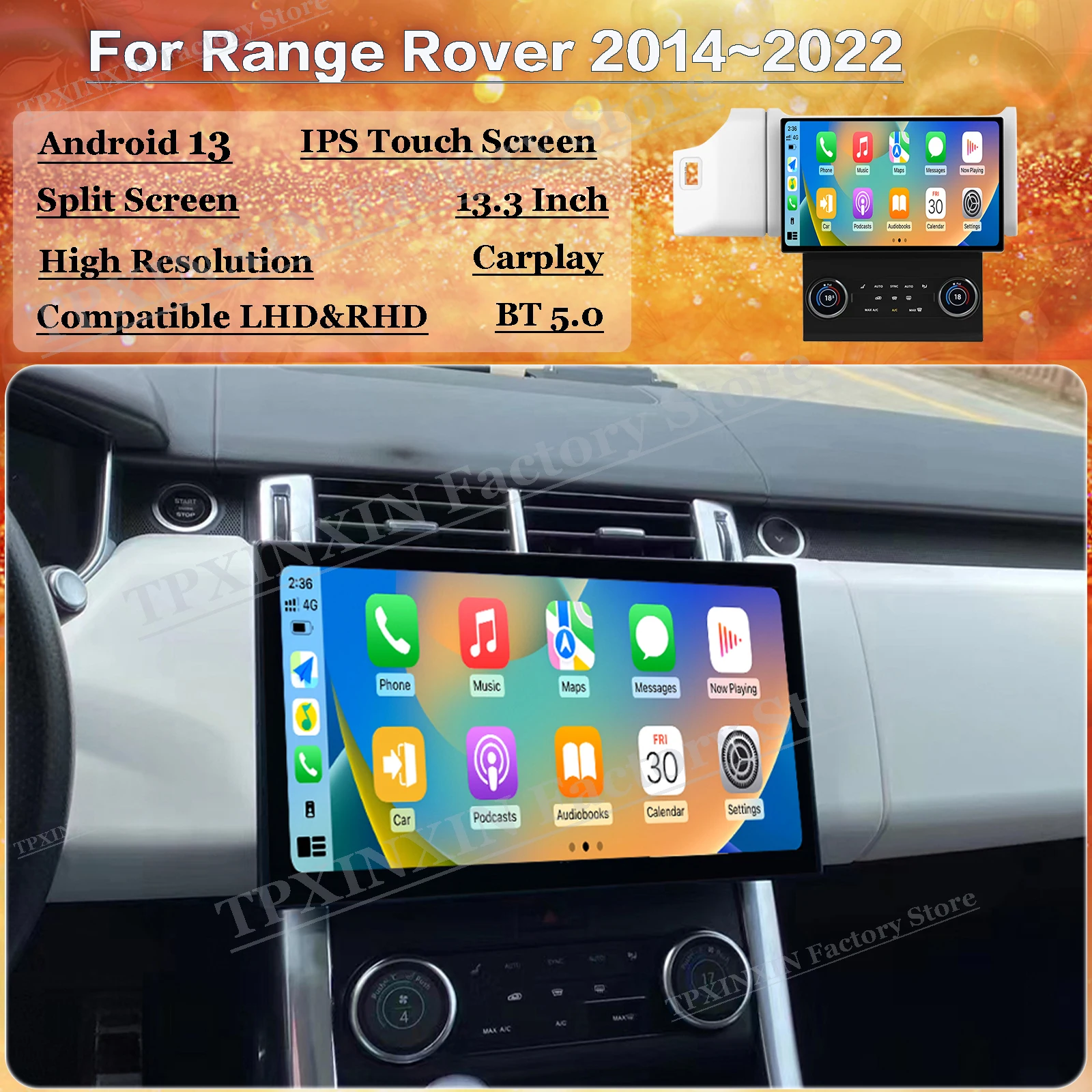 

Android Multimedia For Range Rover 2014~2022 GPS Navigation Car Radio Intelligent Machine With BT 5.0 Stereo Receiver Head Unit