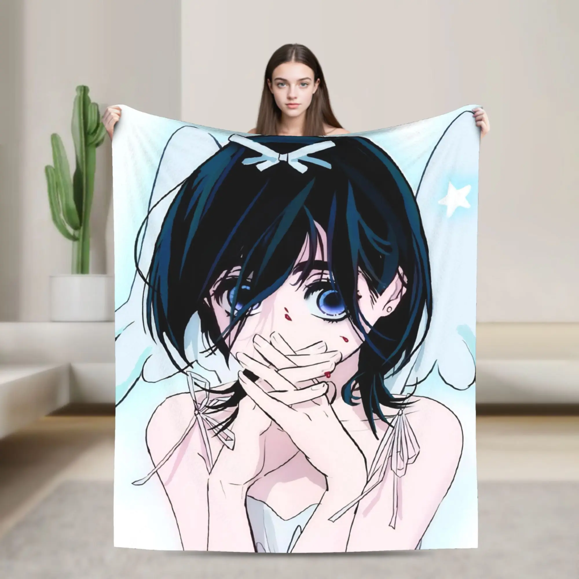 Alien Stage Cartoon Knitted Blanket Flannel Mizi Sua Soft Throw Blanket for Outdoor Travel Bed Rug