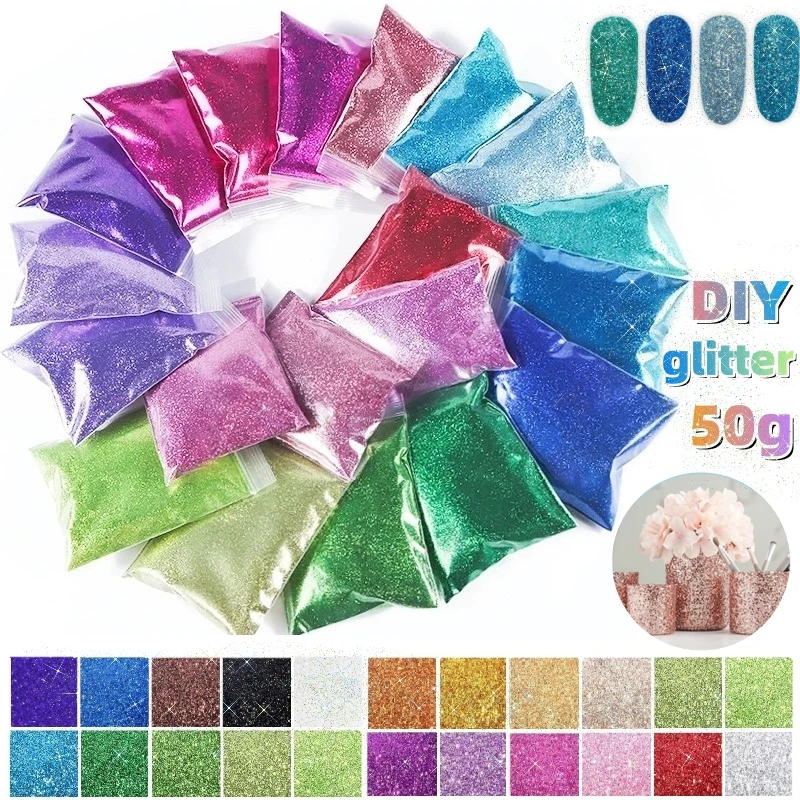 100g/50g láser holográfico brillo Extra fino deslumbrante brillo de uñas en polvo DIY arte artesanía vaso de resina decoración brillo brillante