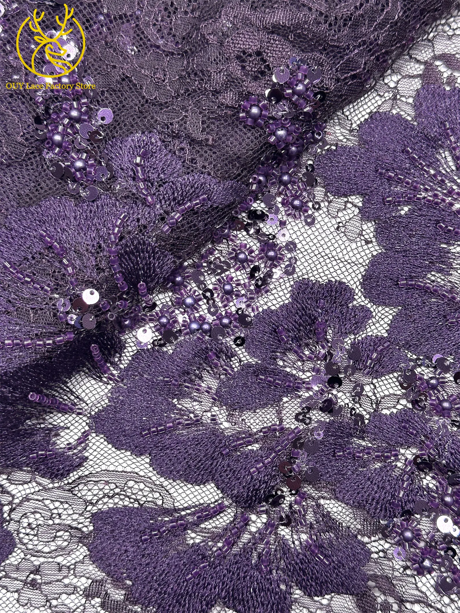 Olivgrüner Nigerianischer Bräutigam-Stickerei-Spitzenstoff 2026 Französischer Afrikanischer Perlen-Pailletten-Spitzenstoff für Damen-Hochzeitskleider 5 Yards – Detail 21