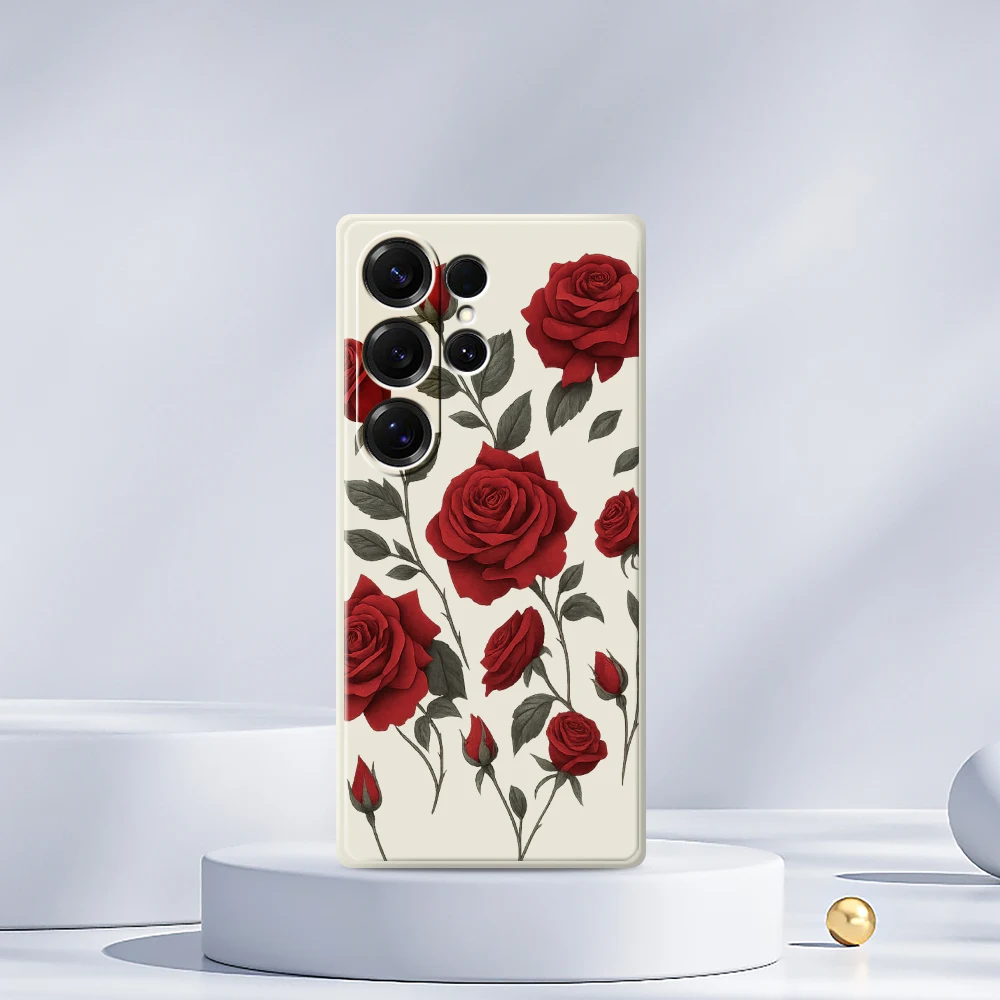 Чехол для телефона с розовым узором для Samsung Galaxy S25 S24 S23 S22 S21 S20 Ultra Plus S23 FE S21FE S20FE S10 Plus Silicone Cover Funda
