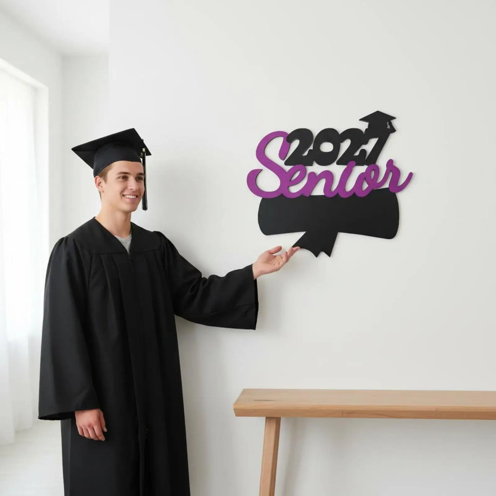 Graduation Sign Decorative Wooden Centerpiece for 2027 Senior Celebration Party Ornaments and Home Accents
