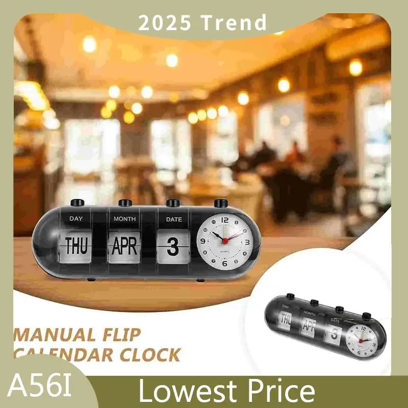 ABDD Page-Flip Clock Calendar Capsule Design Simple Wall Clock Digital Desk Clock All-Match Alarm Clock
