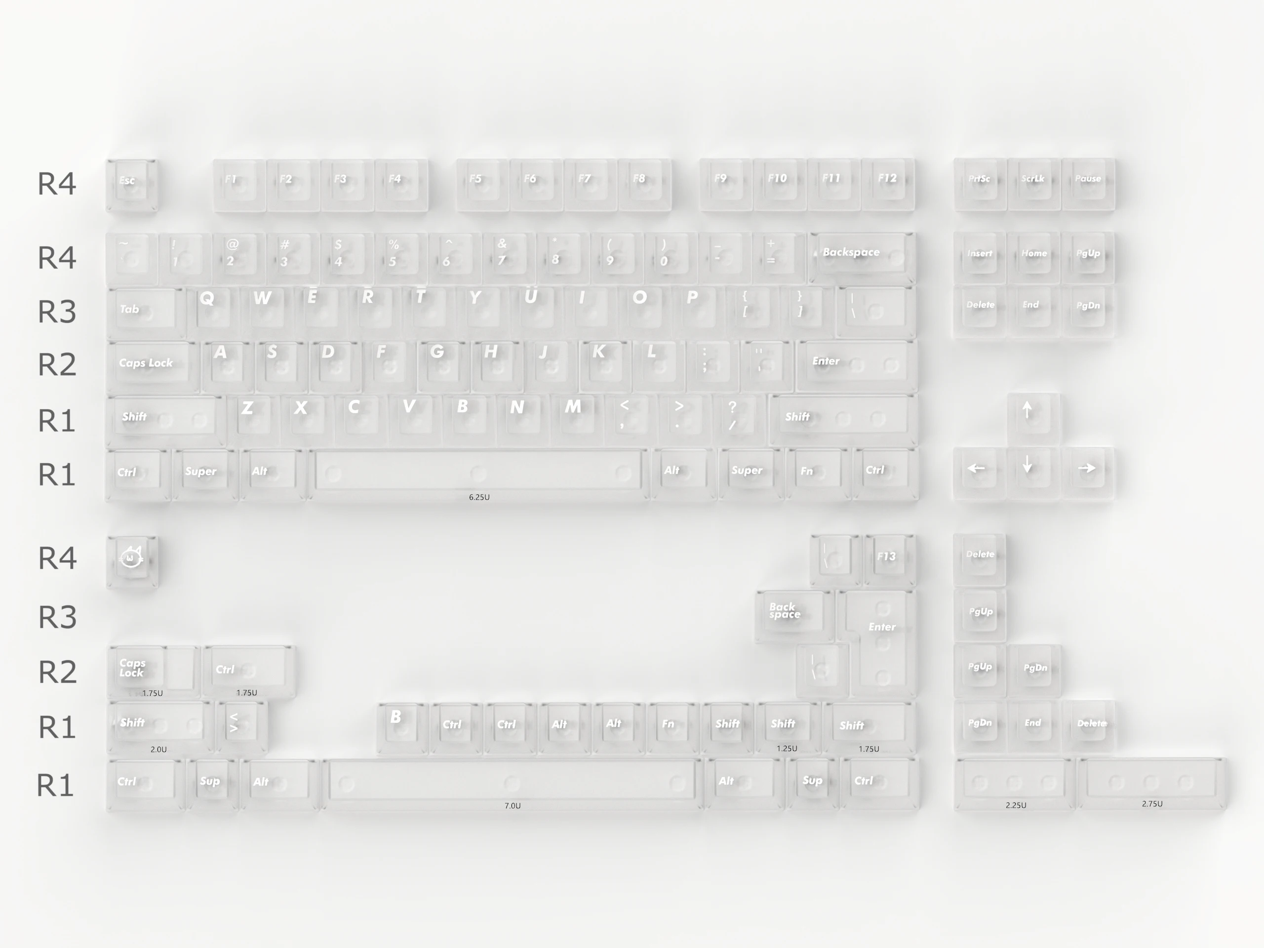 Aifei 122 Keys Keycaps ABS Fog Transparent Cherry Height Red Black Red Grey for 61 68 75 87 Mechanical Keyboard PC