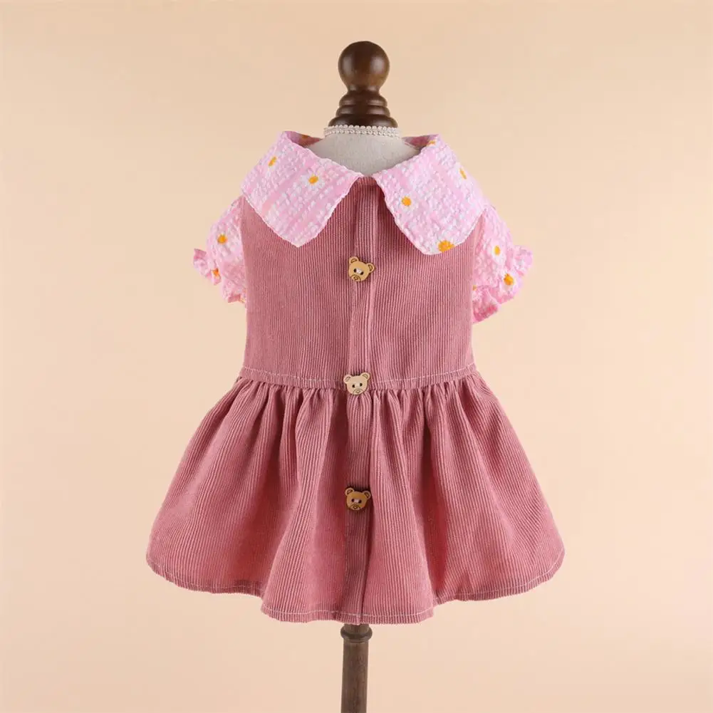 

Adorable Pet Princess Dress with Cute Bear Button, Soft, Comfortable, Breathable, Cat, Dog Dresses, XS-2XL