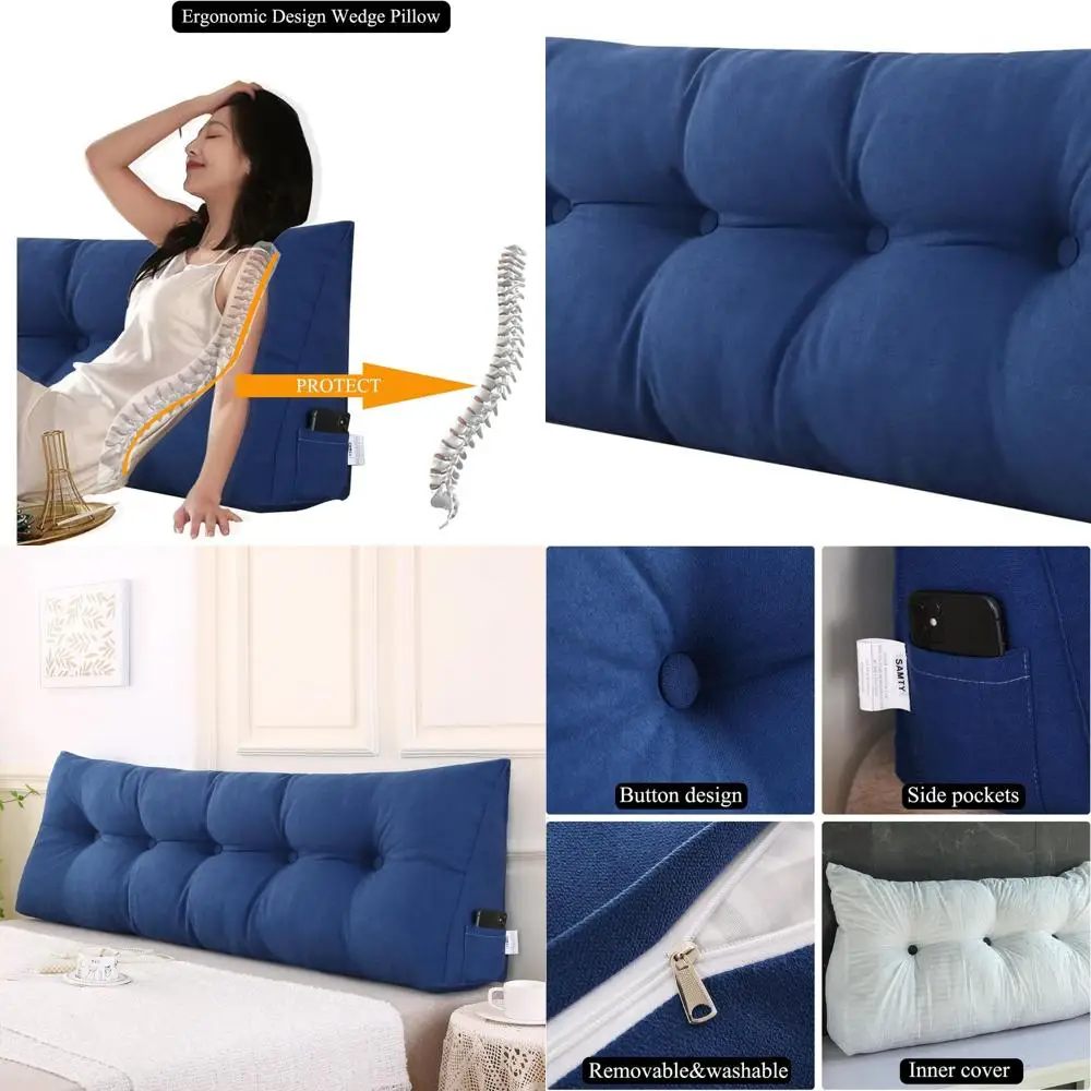 

Треугольная подушка королевского размера для дивана, большая спинка кровати со съемным чехлом для комфортного сидения
