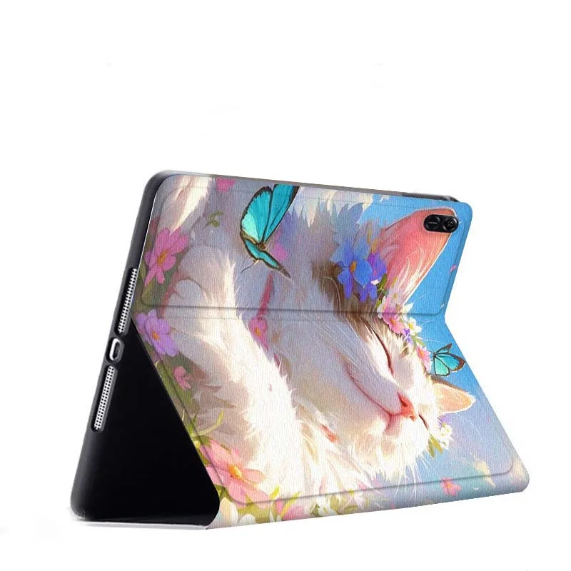 Cartoon Cat Art Flower For Honor Pad Magic GT GT2 6 X8 V7 V8 X9 8 9 13 X8a X9a Pro 10 12.1 12.5 Inch Tablet Case