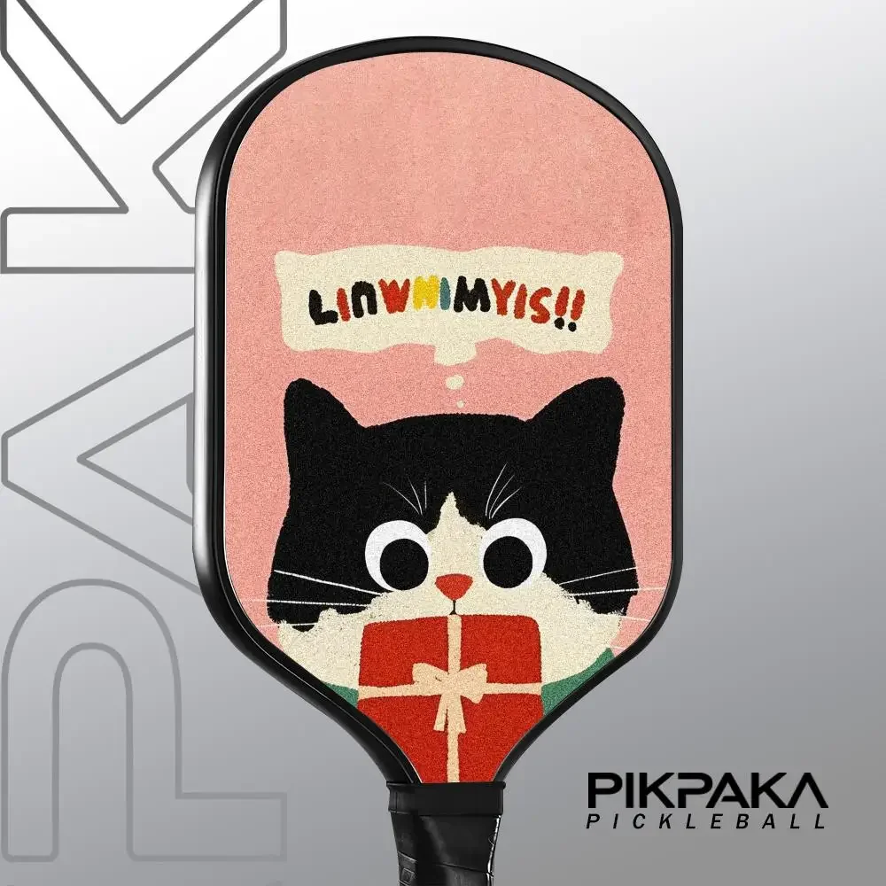 

Pickleball Paddle T700 Carbon Fiber 16MM Honeycomb Core Sandblasting Surface Comfort Grip Racket Cartoon Cat Cute