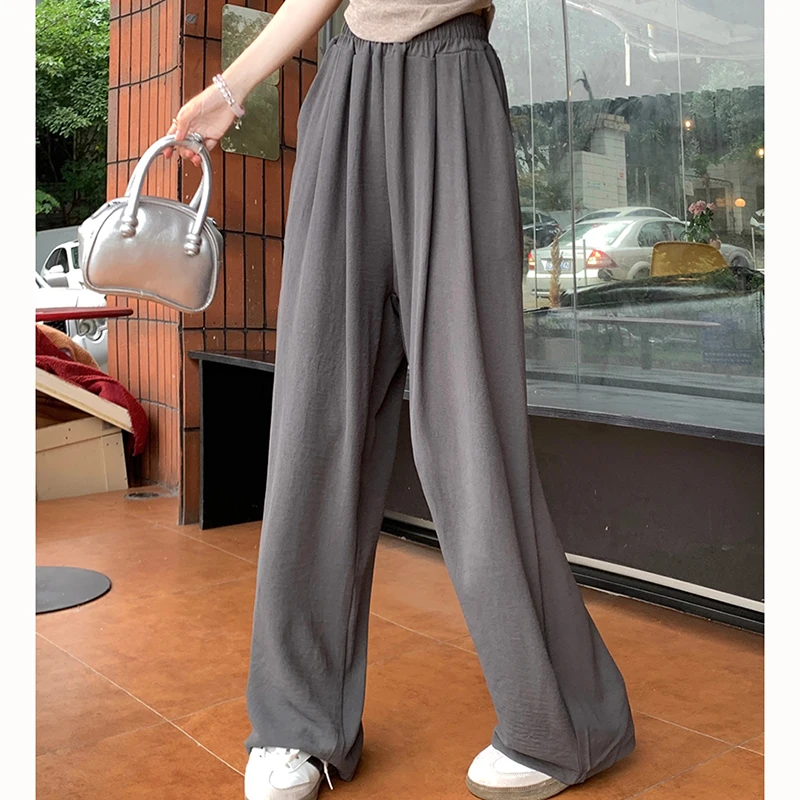 Women Summer Casual Streetwear Pants Lady Fashion Streetwear Baggy Wide Leg Trousers Female High Waisted Straight Leg Joggers