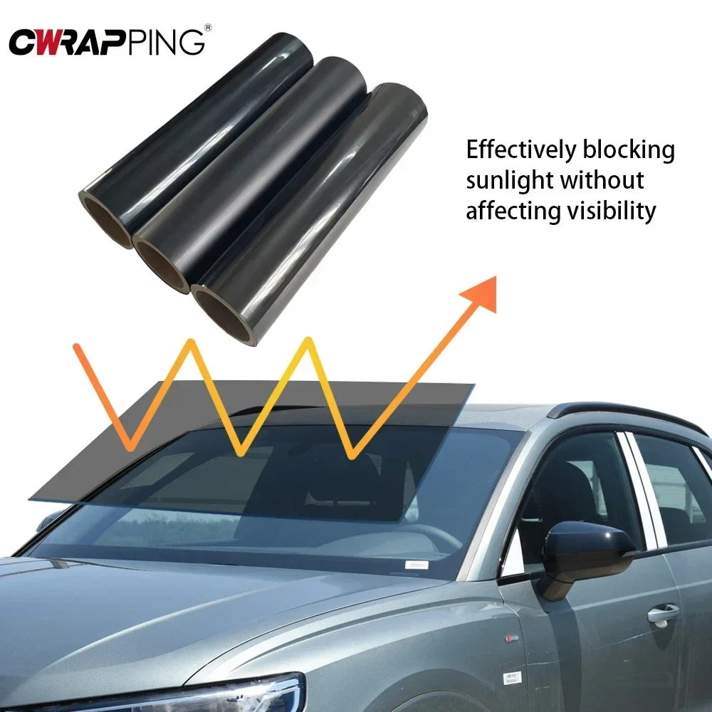 Car Sunshade Windshield Black Front Window Vinyl Sunshading Anti-uv Sticker Summer Film for Girly Idea Camping Auto Accessories
