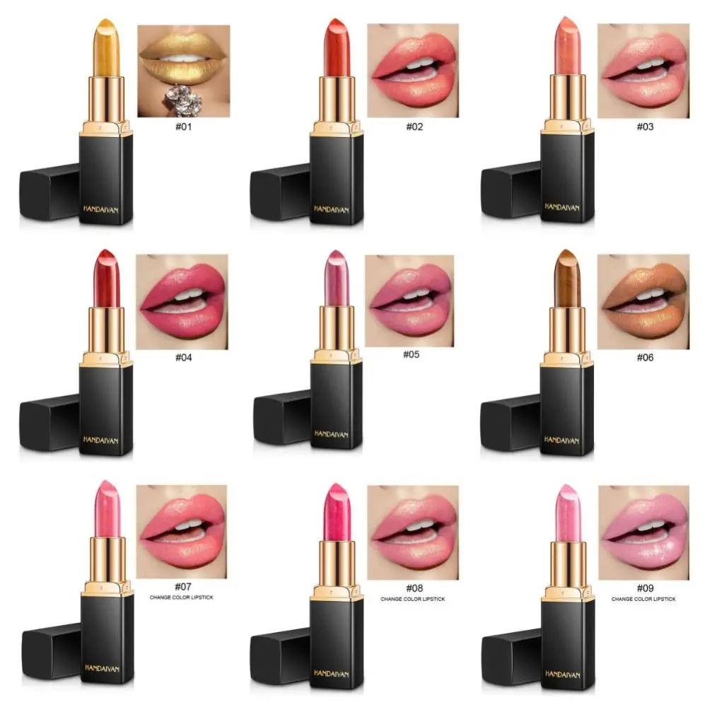 Mermaid Maggie Shiny Metallic Lipstick Pearlescent Color Changing Temperature Lipstick Gold Plated lipstick