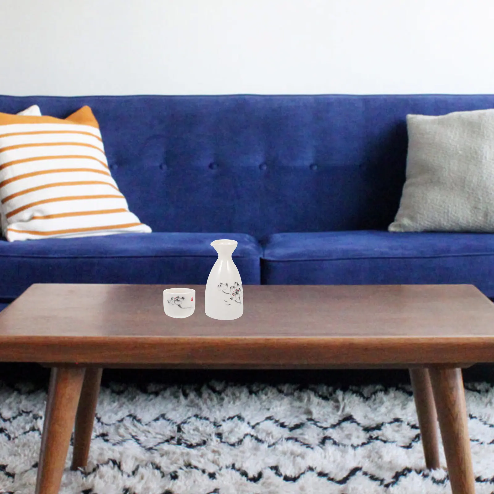 

Ceramic Sake Pot Cup Set High Quality Materials Safe Use Beautiful Design Home Bar Restaurant Gatherings