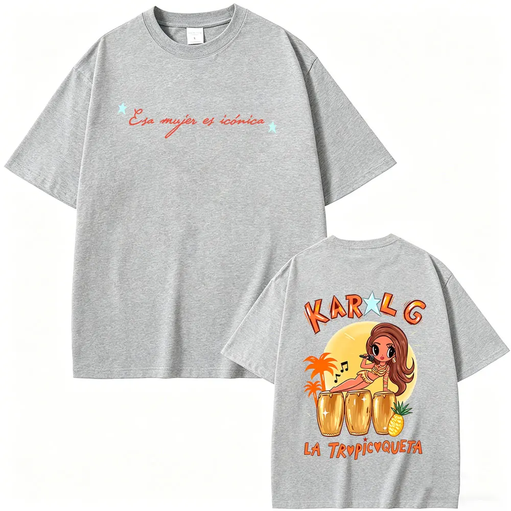 Singer Karol G La Tropicoqueta Graphic T-shirt Men Women Clothing Fashion Hip Hop Oversized T Shirt Men's Casual Cotton T-shirts