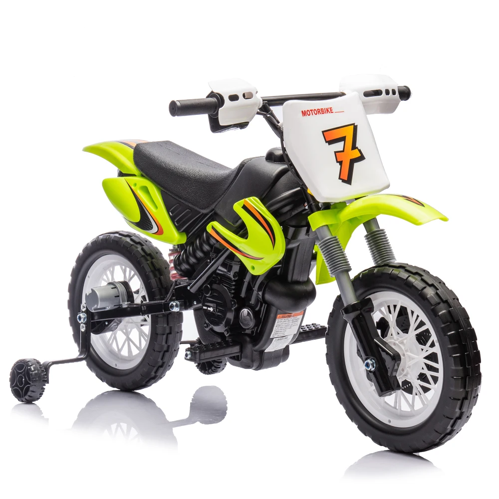 12V Kids Ride On Electric Toy Motorcycle,Rear suspensionTwist Grip Throttle Slow Start,Removable training wheels,Indie music box