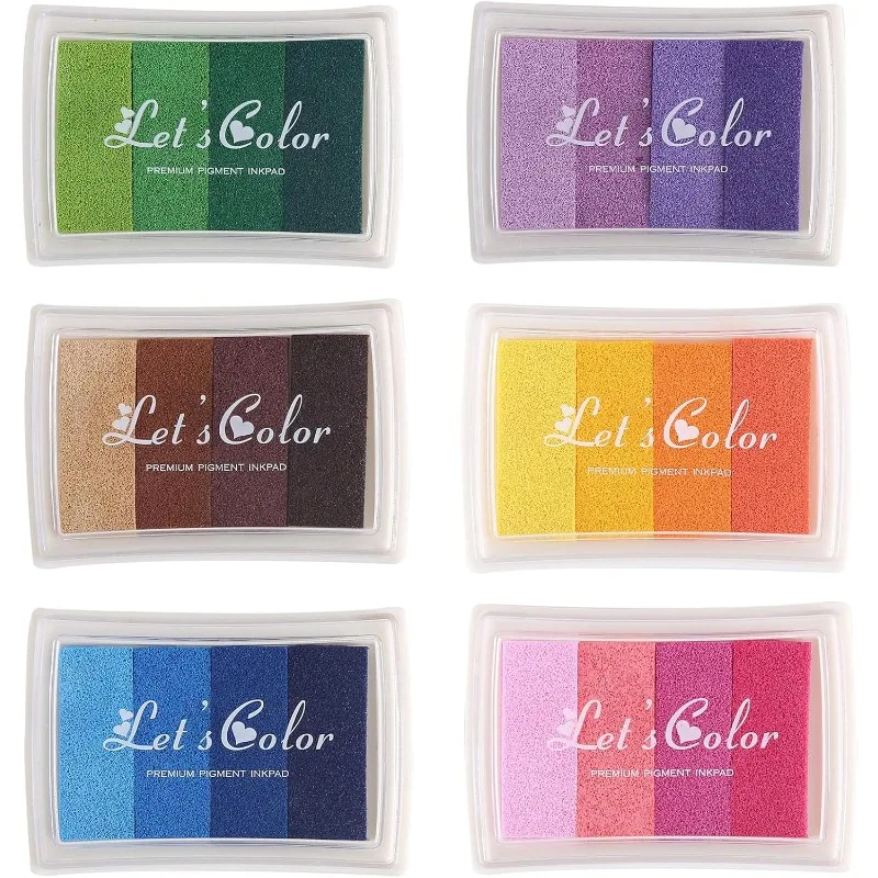 Cute Colorful Large Ink Pad 4 Color Gradient Stamp Pad Vivid Pigment Craft Ink Pad for DIY Scrapbooking Card Making Handcraft