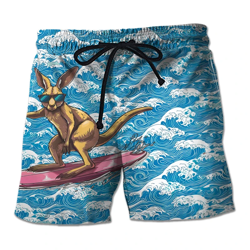 Australia Kangaroo 3D Printed Short Pants For Men Clothes Zoo Animal Bandicoot Beach Shorts Funny Roo Trunks Hawaiian Bermudas