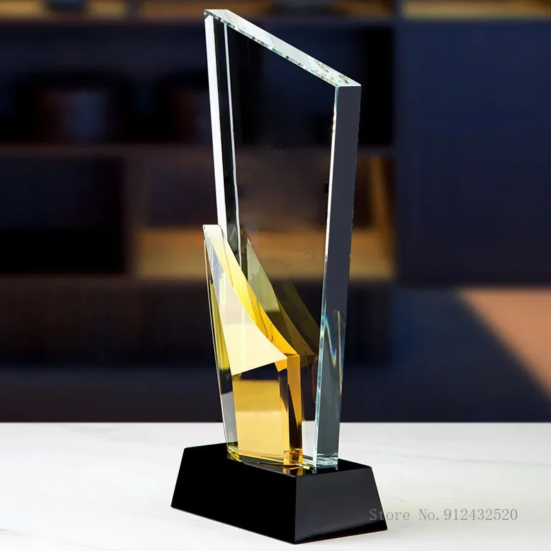 Customized Crystal Trophy, Color Printing, Sports Movie Award, Excellent Event Souvenir Commemorative Gift, Home Decoration, 1Pc