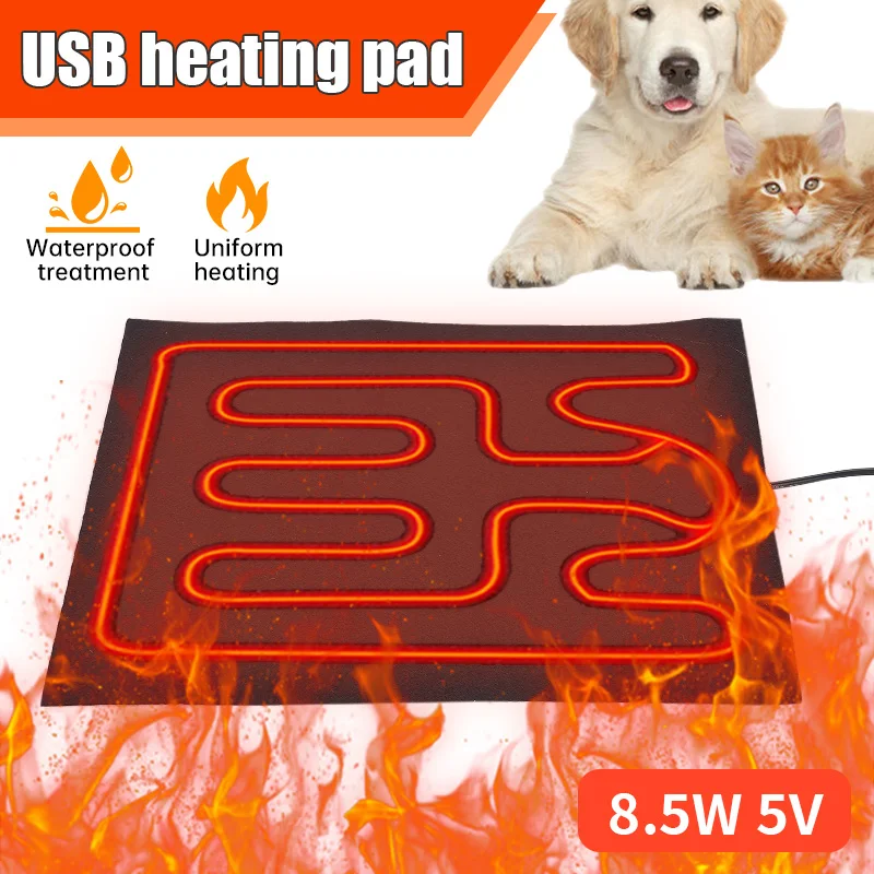 Heizkissen für Hunde, warm, USB, zusammenklappbar, beheiztes Blatt, wasserdicht, Autositzmatte, Kissen, Haustier, Reptil, Winter, Outdoor, warm, 30 x 24,5 x 0,16 cm