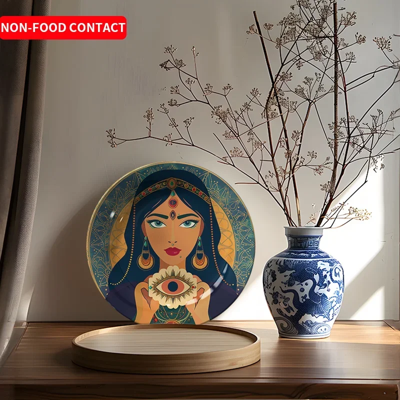 1pc Elegant Floral Ceramic Decorative Plate - Hand-Painted Artistic Design, Non-Food Contact, Ideal for Home Wall Decor in