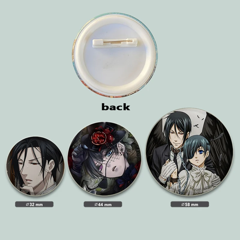 58mm Anime Black Butler Abzeichen Broschen für Hut Kreative Anstecknadeln Soft Button Pins Dekoration Geschenk DIY Knöpfe Snap-in Handwerk