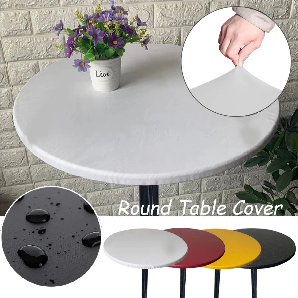 

Round Fitted Tablecloth Table Cover Waterproof Oilproof Mat Kitchen Dinning Placemat Stretch Anti-sewage Plastic Multcolor Pad