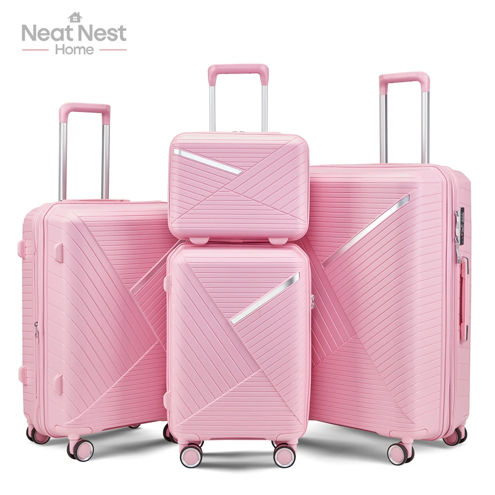 

4 Piece Luggage Sets(14/20/24/28), Expandable Lightweight Suitcase with 4 Double 360 Mute Spinner Wheels,DurableTravel Luggage