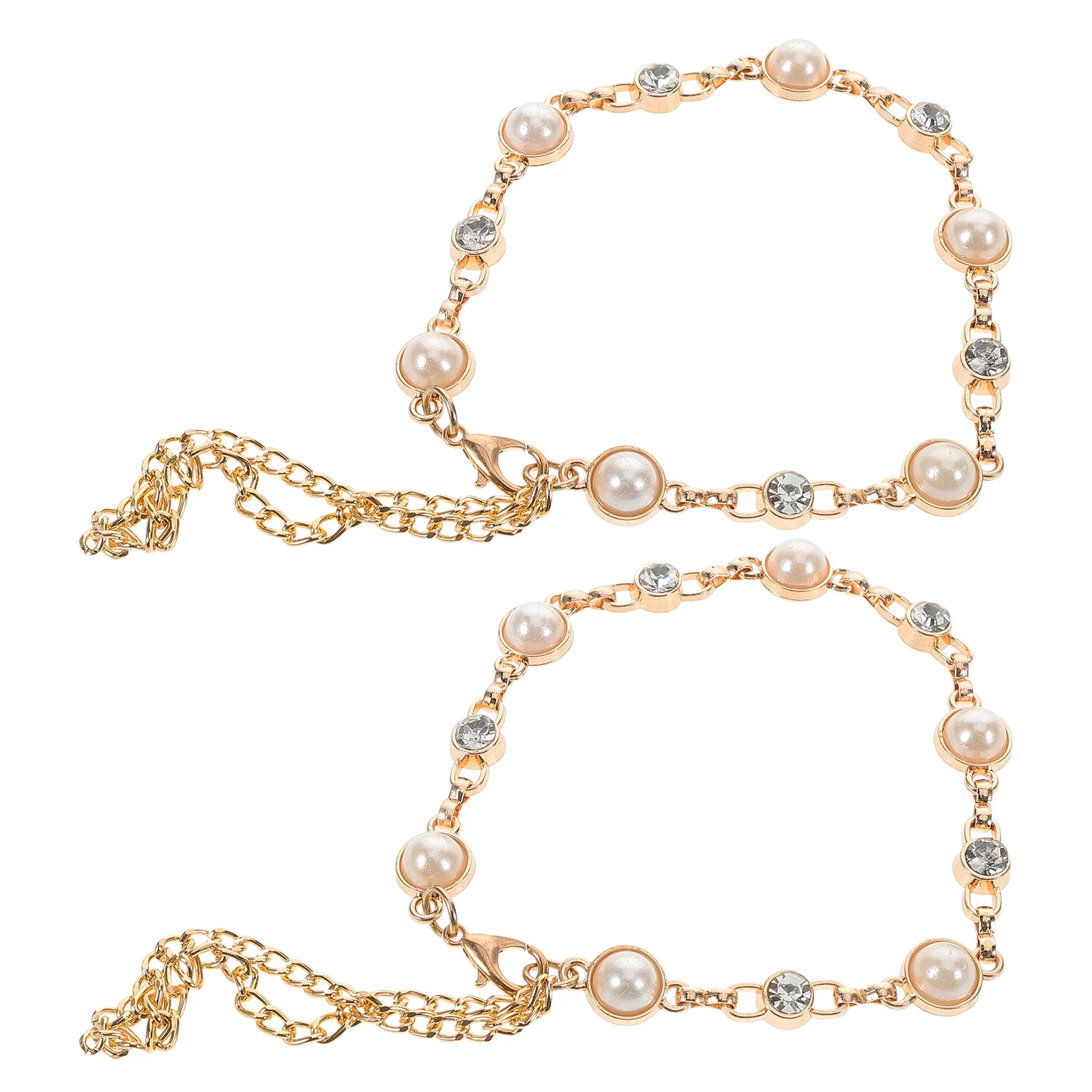 

1Pair Detachable Pearl Shoe Chains Rhinestone High Heels Anti Slip Straps Comfortable Pressure Relief Easy Installation Trendy