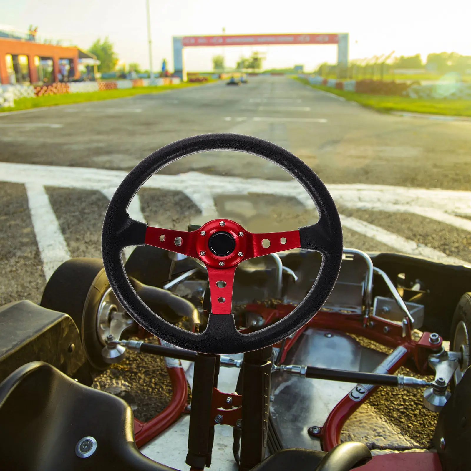 

14-дюймовое (350 мм) рулевое колесо из алюминиевого сплава с полиуретановым покрытием, универсальное, в гоночном стиле, для картинга и грузовиков