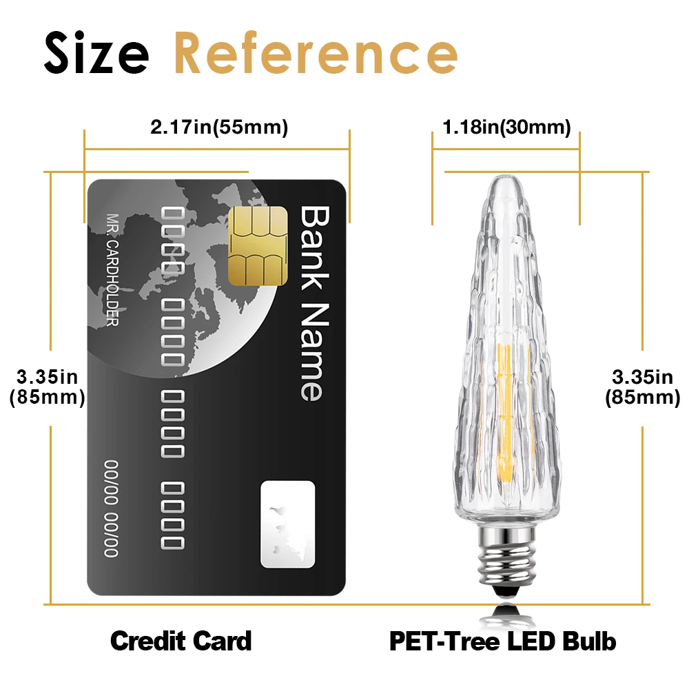 Lâmpada LED de plástico inquebrável, árvore de Natal, guarda-chuva, decoração regulável, lâmpadas Edison ao ar livre, base E27, 1W, 2200K, 25pcs