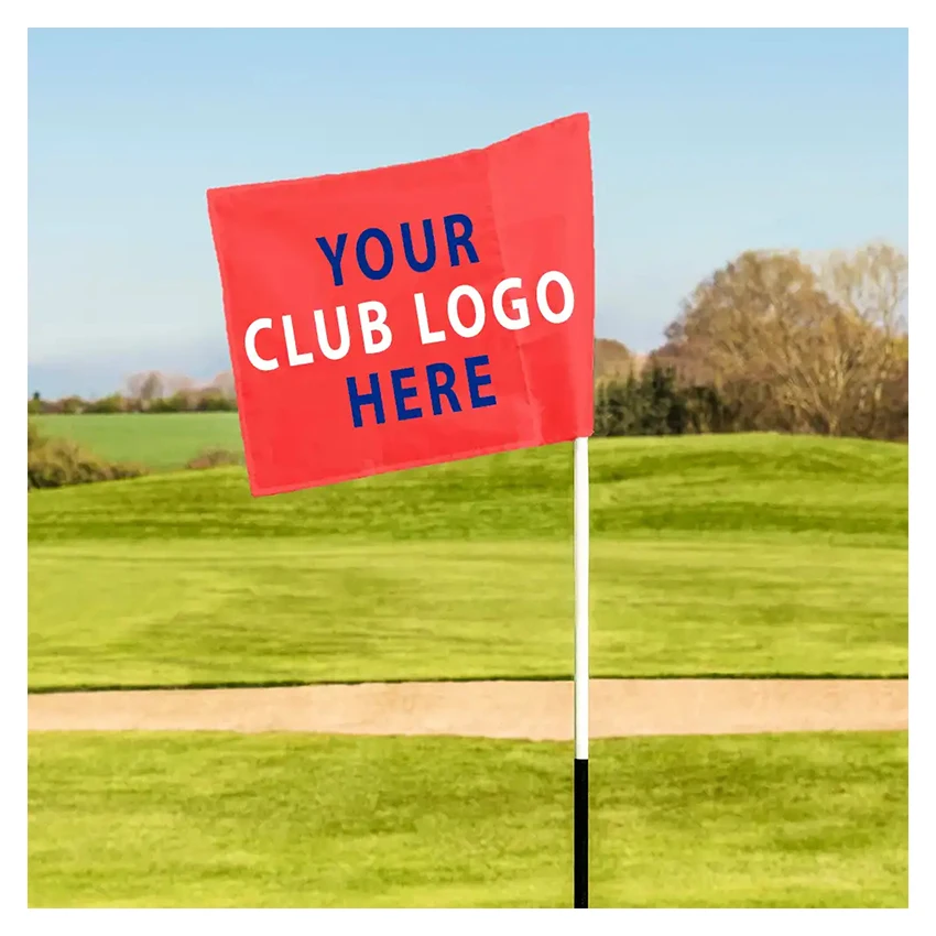Double Sided Golf Pin Flag 14x20 Inch Custom Personalized Golf Banner With Tube Inset For Golf Course