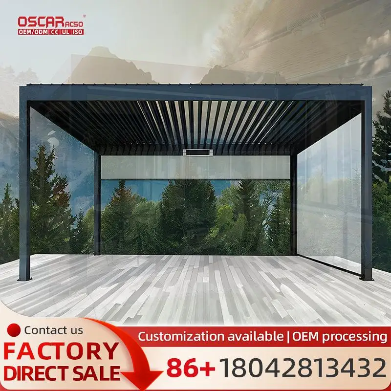 

Outdoor 3x3m Louvered Aluminum Sunshade with Adjustable Function for Backyard Frontyard pergola