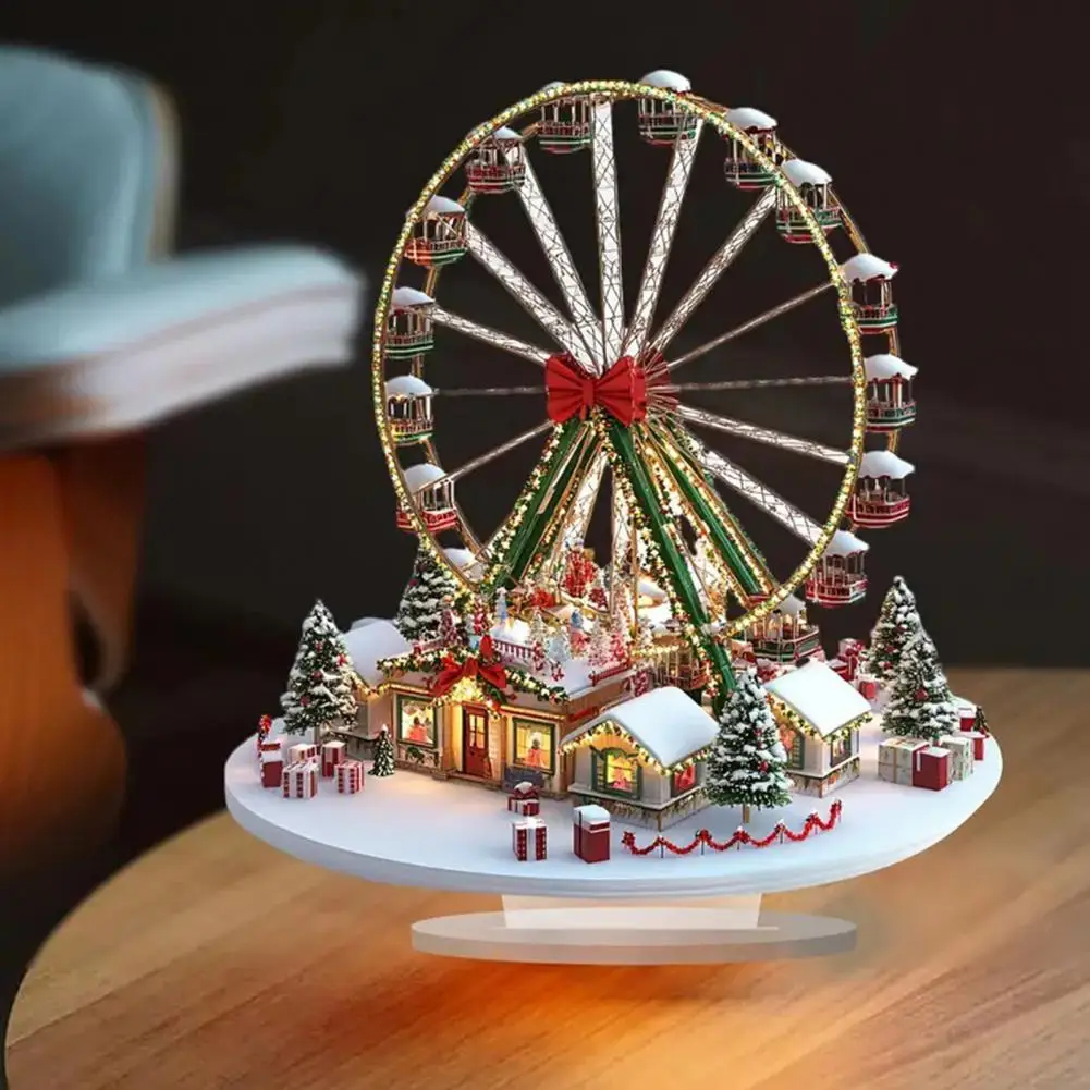 Christmas Ferris Wheel Decoration Ferris Wheel Ornament with Stable Base 3d Acrylic Christmas Tree Decoration Waterproof Holiday