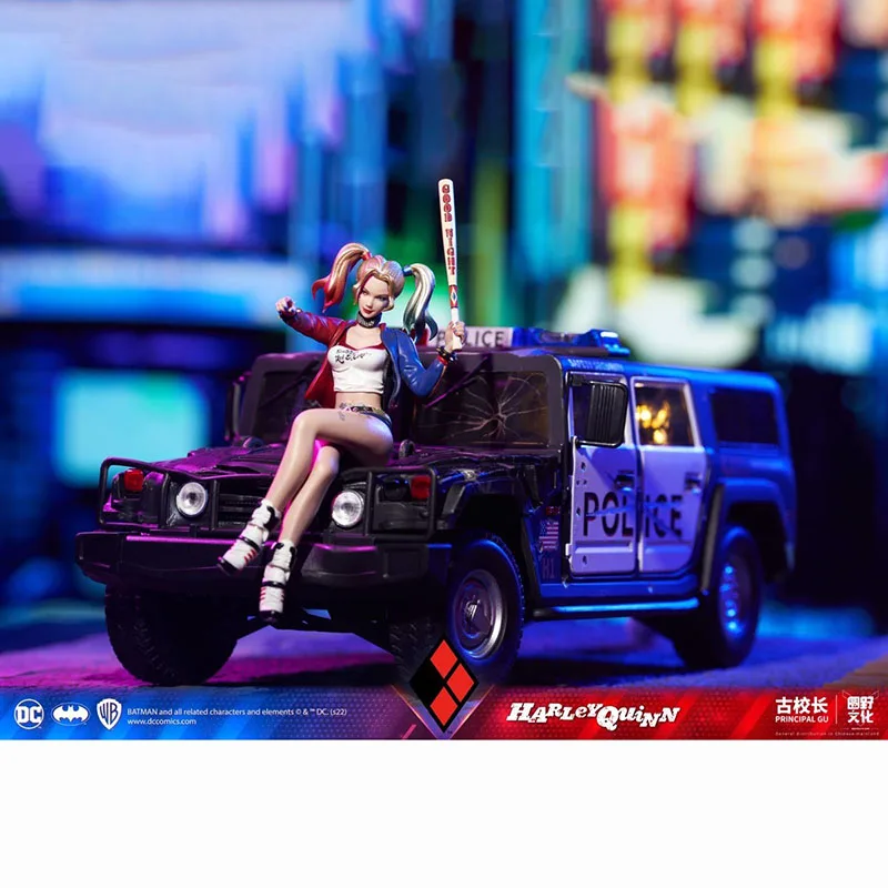 DC Genuine Harriet Quinn The Clown Raptor Squad Black Car Motorcycle Female Warrior Full SetFigure Body Sculpture Toy collection