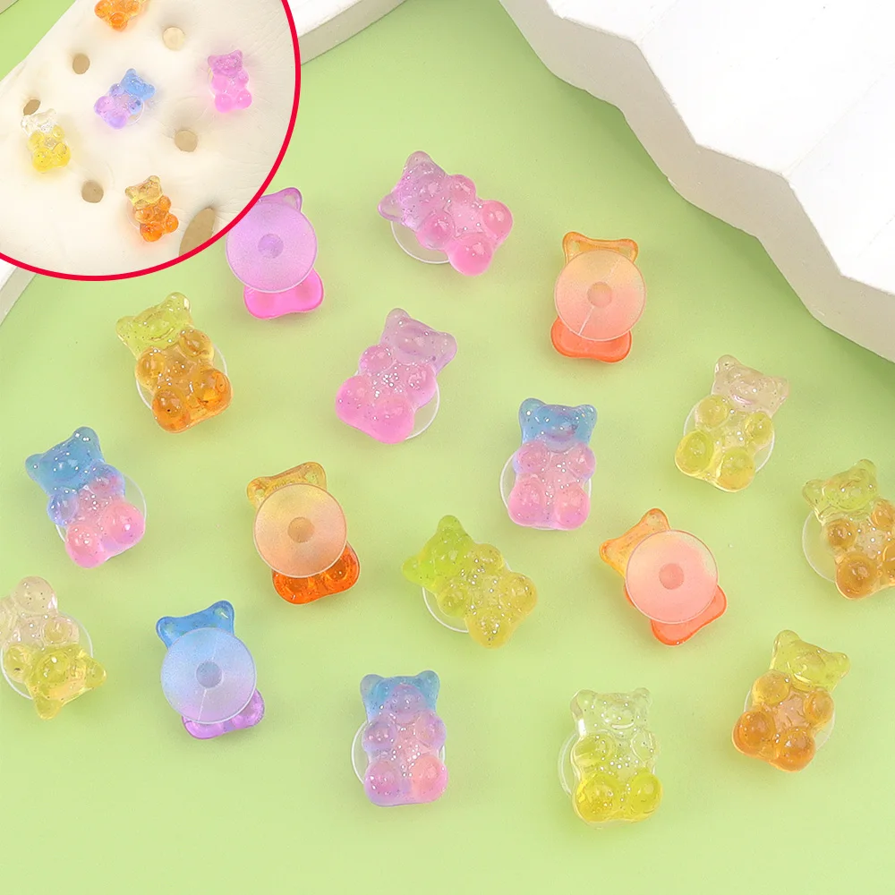 

3/7/14 разноцветная пряжка для пляжной сумки в форме медведя из смолы, используется для пляжных сумок своими руками, обуви с отверстиями, тапочек, декоративных аксессуаров