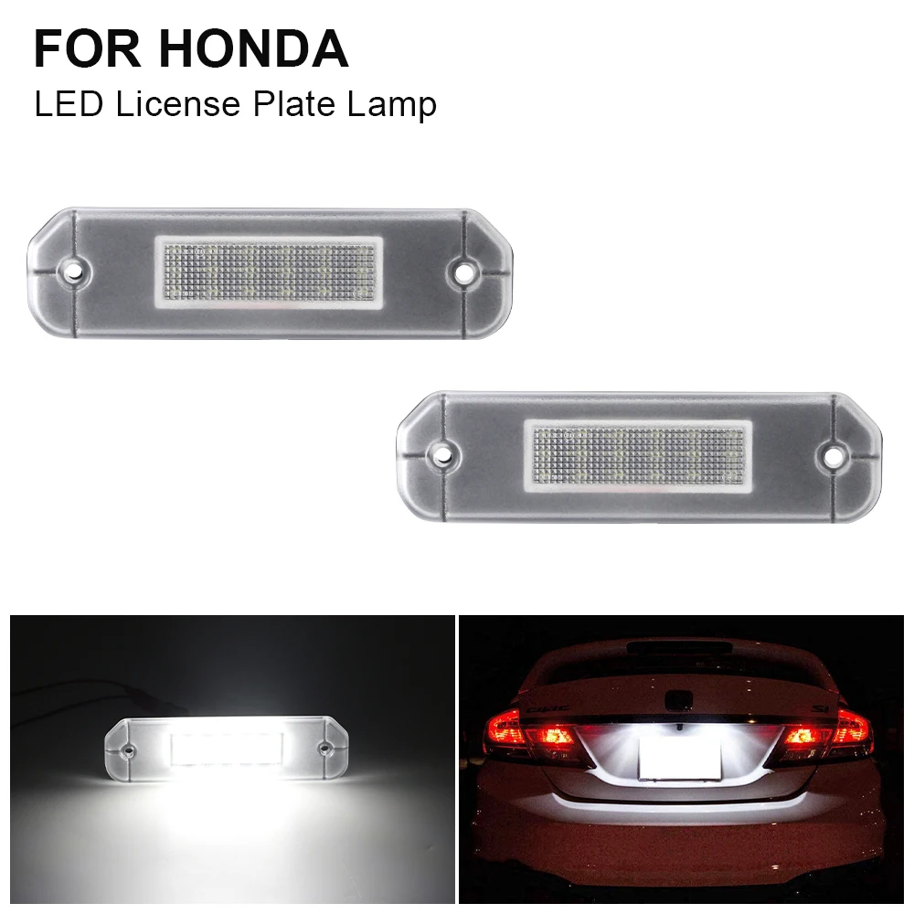 

2PCS For Honda Civic EJ EG EK EK3 CR-X Integra Del Sol White LED License Plate Light Number Plate Lamp