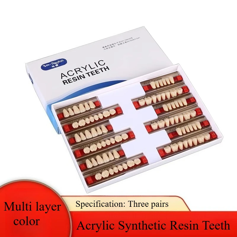 Dental Materials Acrylic Synthetic Resin Teeth Multi Layer Color Dentures Plastic Steel Teeth Full Mouth Removable Dentures