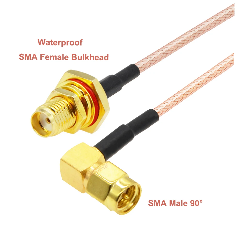 RP-SMA Male to Waterproof SMA Female Bulkhead RG316 Cable 50 Ohm RF Coaxia Pigtail WIFI Router Antenna Extension Cord Jumper