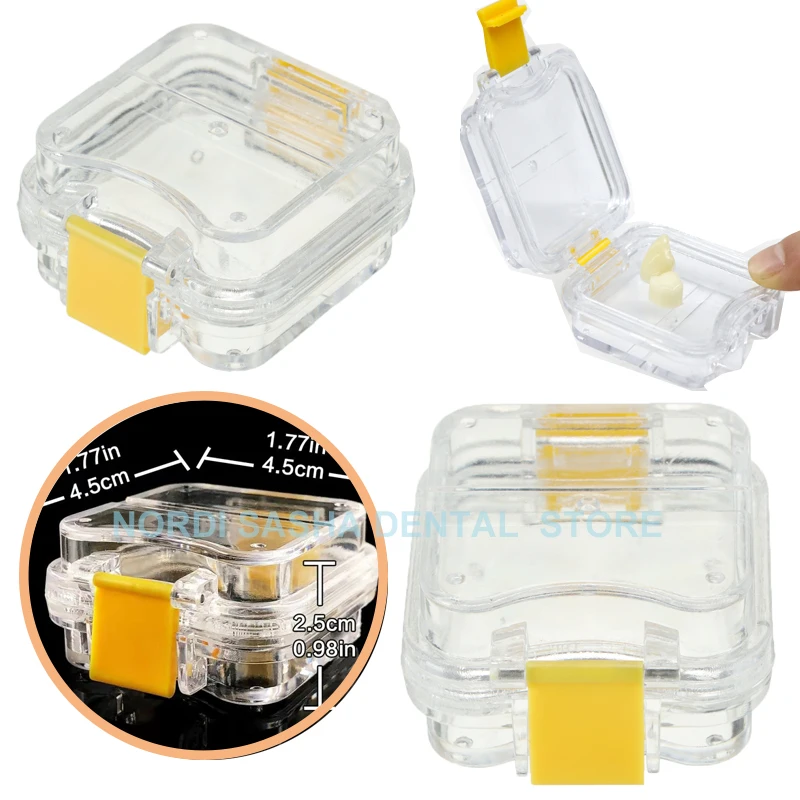 

10/20/30/50Pcs Transparent Plastic Membrane Tooth Box Dental Metal /Clear Pre-formed Crown Storage Case Denture Box With Film