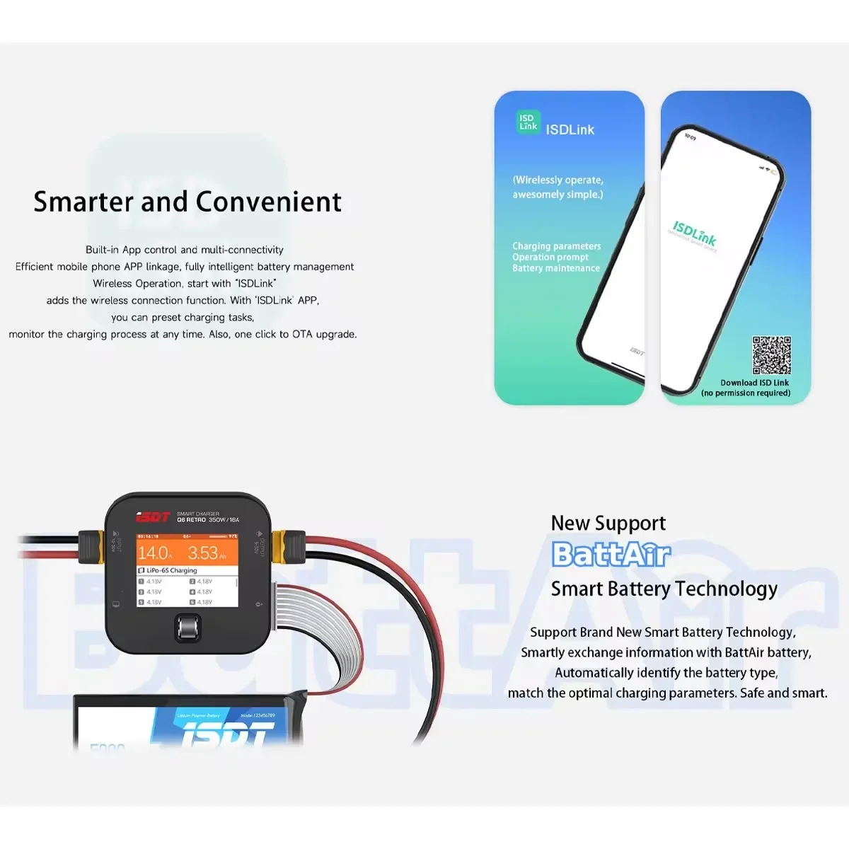 ISDT Q6 Retro 350W 16A DC Lipo Battery Balance Charger Discharger for 2-6S Digital Battery Li-Po Li-Hv Li-Ion Li-Fe NiMH Ni-Cd