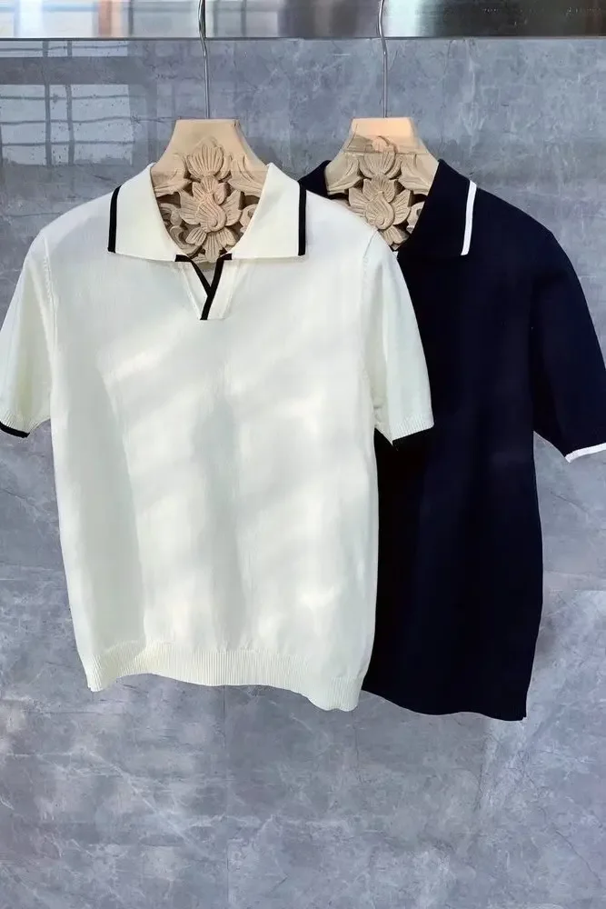 

Casualpolo Men's Business Versatile Slim Fit Smooths Your Silhouette Micro Motion Tank Top Summer Fashion Knit Iron Sleeves