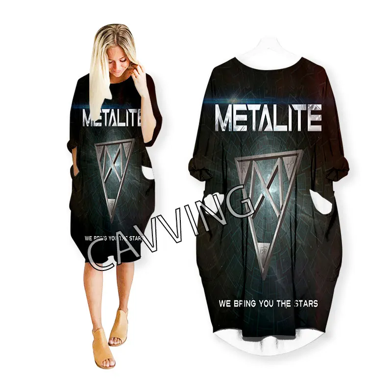 

Metalite Band 3D Print Women Streetwear Women US Size Dress Fashion Harajuku Short Sleeves Clothes Women Clothing