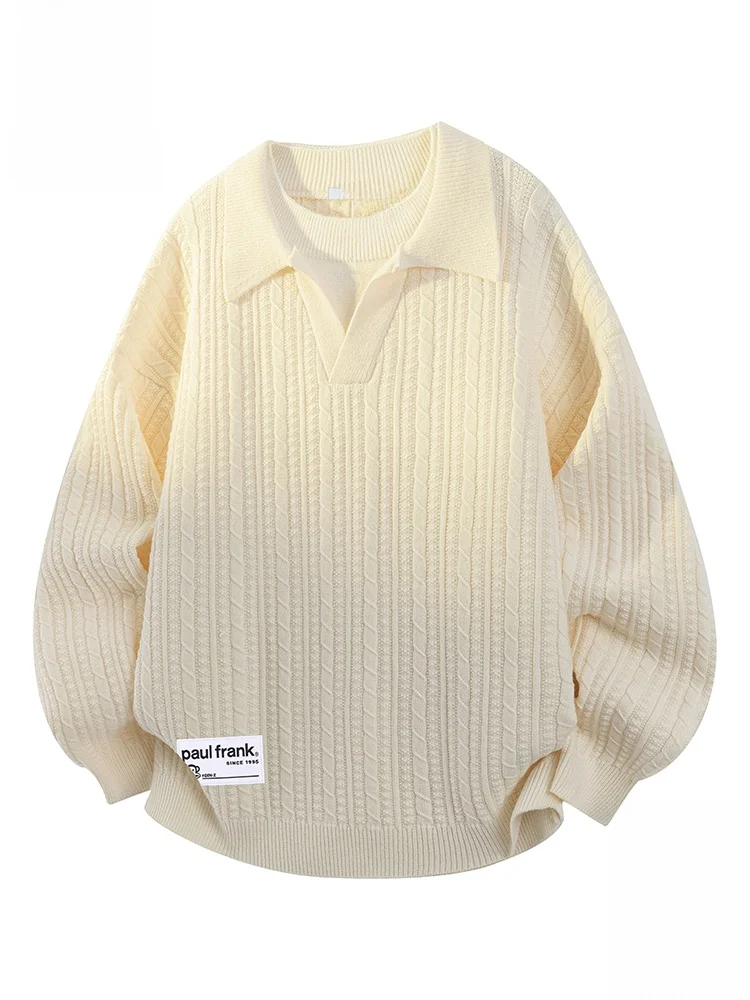 

PaulFrank M Loose Fit Crew Ne Pullover Sweater Pure Color High Collar Autumn Faionable Casual Polyester Fiber Long Sve