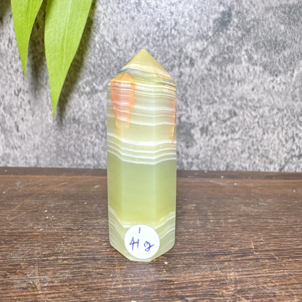 Natural Light Yellow Afghan Jade Quartz Crystal Point Tower Wand Healing Reiki Energy Stone for Home Decor Ornament
