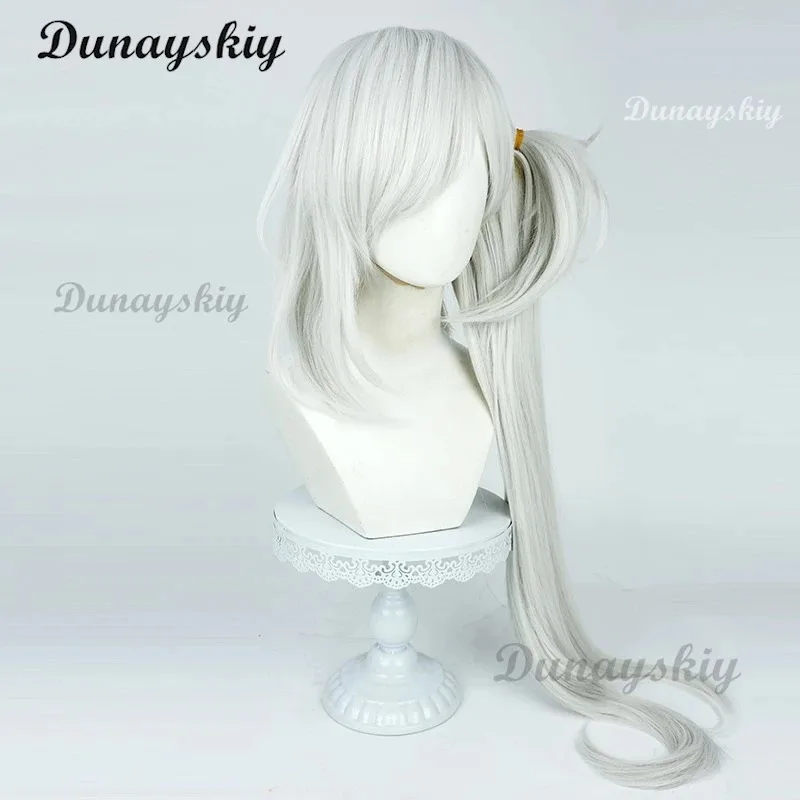 

AAA 2025 Blue Archive Asagi Mutsuki, парик для косплея, серебристо-белый прямой хвост, длинные волосы 90 см, термостойкий головной убор