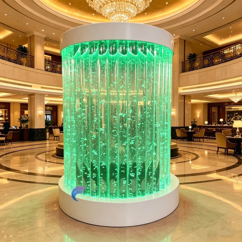 custom.OEM Custom Round Acrylic LED Bubble Wall Lobby Pillar Design Covers