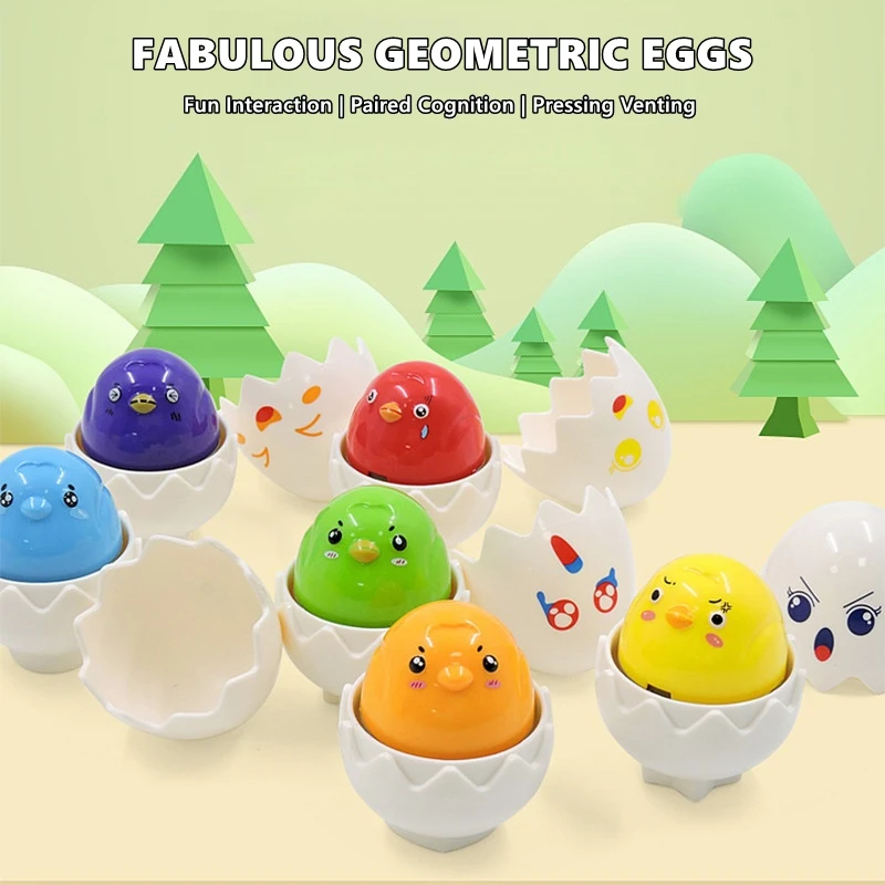 6pcs Baby Montessori Smart Egg Pairing Educational Toys Creative Dinosaur Eggs Color Shape Matching Fun Interaction Toy Gifts