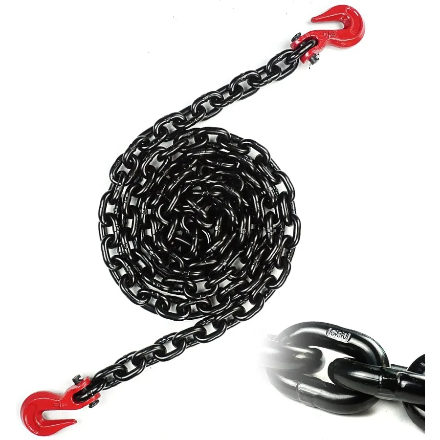 

3 8'' x 10FT Binder Chain G80 Tow Chain with Clevis Grab Hooks 7 100Lbs Working Load Limit Transport Chain Tie Downs for Flatbe
