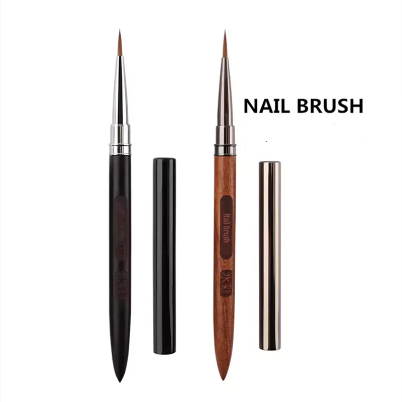 1Pc Sandalwood Handle Nail Liner Brush Nail Painting Pen Acrylic UV Gel Brushes Crystal Manicure Tool Nail Brush