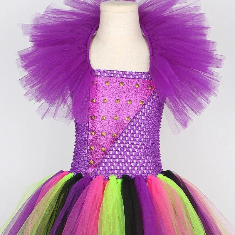 Descendants 3 Mal Costumes for Girls Carnival Halloween Fancy Tutu Dress for Kids Birthday Party Clothes Purple Cool Girl Outfit