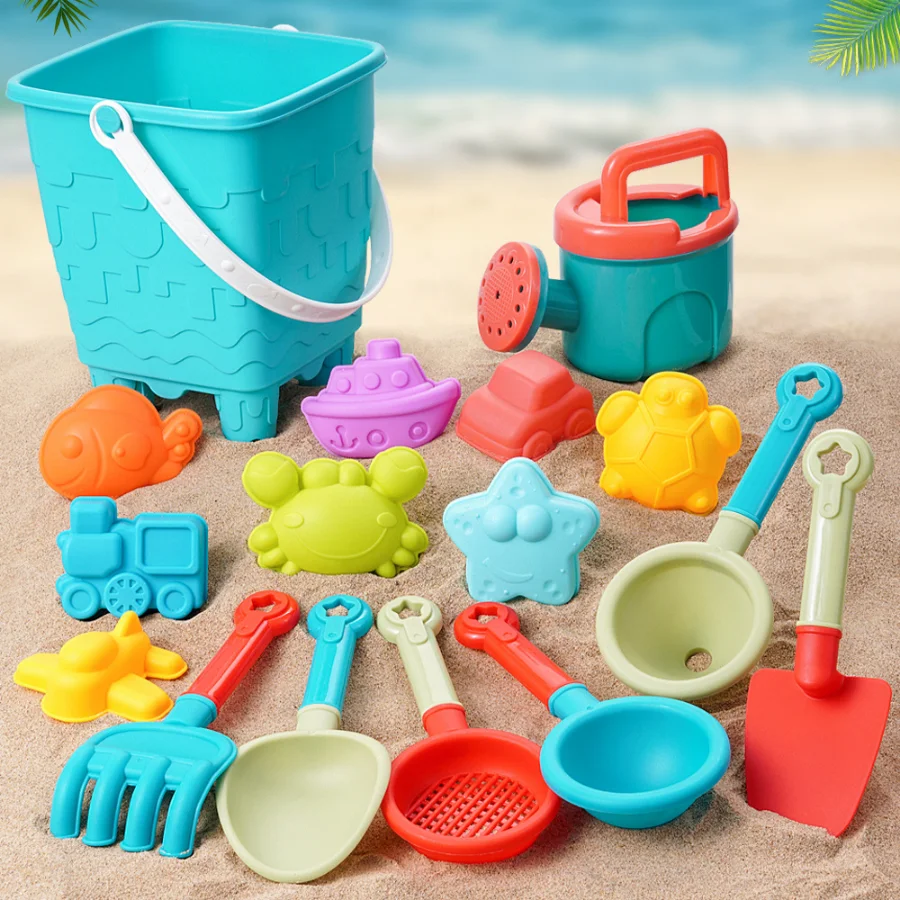Children's beach toy set, play with sand, digging tools, beach bucket, perfect summer gift for children, random colors and style